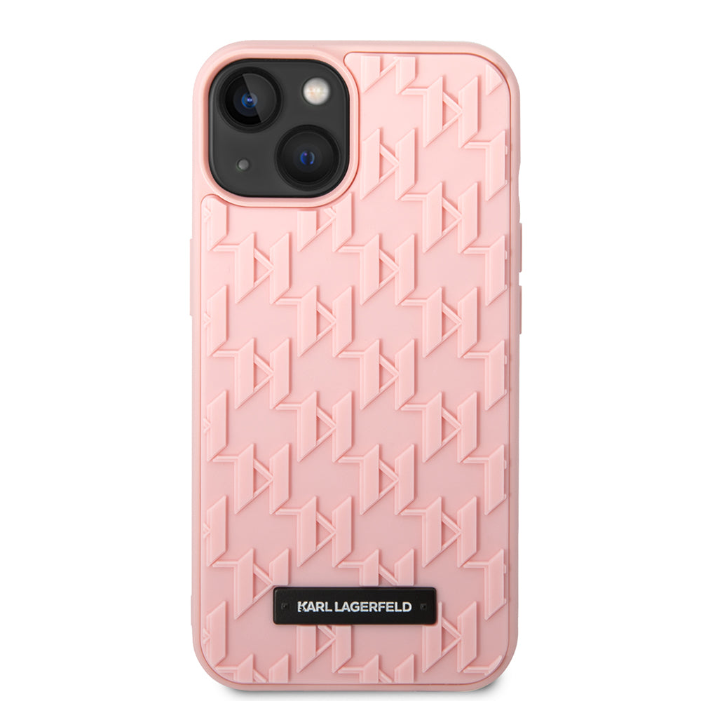 Custodia per Apple iPhone 14 Plus, Karl Lagerfeld, Monogramma 3D, Rosa