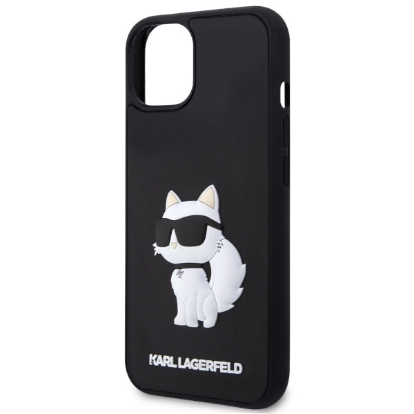 Custodia per Apple iPhone 14 Plus, Karl Lagerfeld, 3D Rubber Choupette, Nera