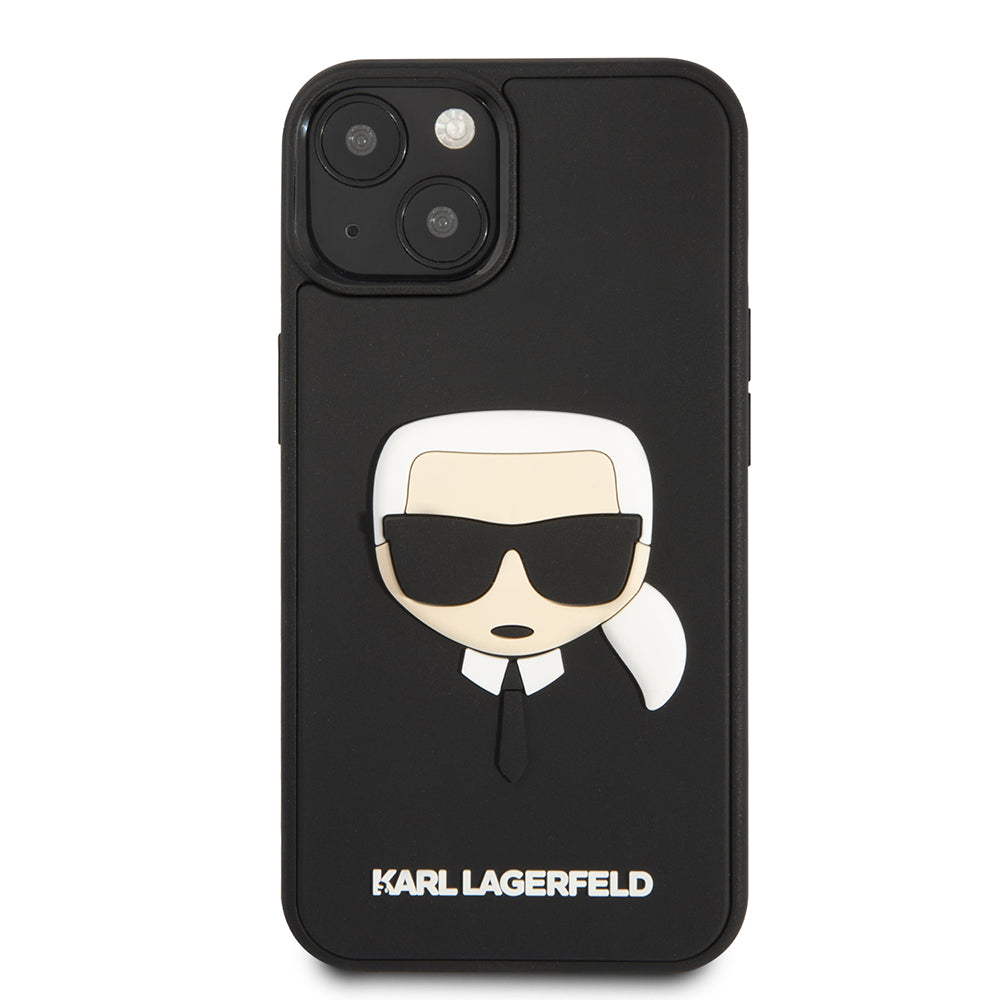 Custodia per Apple iPhone 14 Plus, Karl Lagerfeld, 3D Rubber Karl's Head, Nera