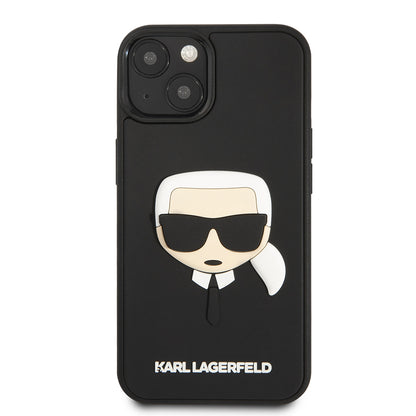 Custodia per Apple iPhone 14 Plus, Karl Lagerfeld, 3D Rubber Karl's Head, Nera