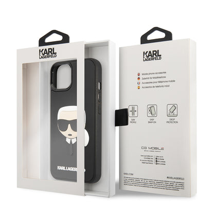 Custodia per Apple iPhone 14 Plus, Karl Lagerfeld, 3D Rubber Karl's Head, Nera
