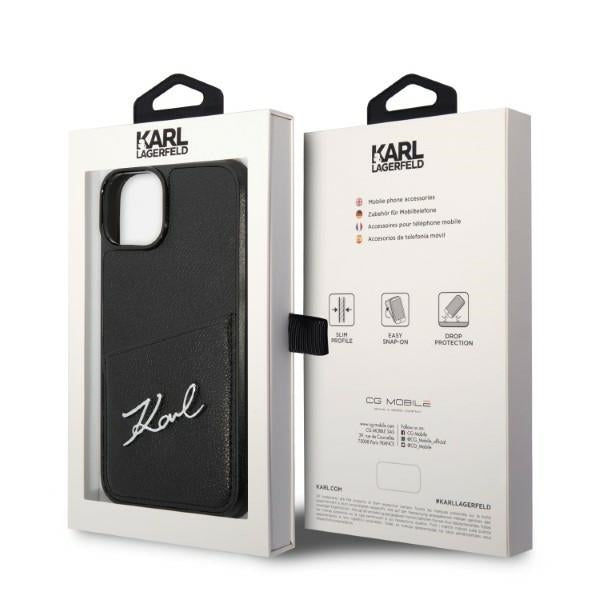 Étui pour Apple iPhone 14 Plus, Karl Lagerfeld, Cardslots Signature Logo, Noir