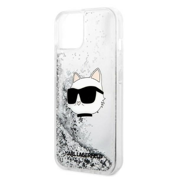 Custodia per Apple iPhone 14 Plus, Karl Lagerfeld, Glitter Choupette's Head, Argento