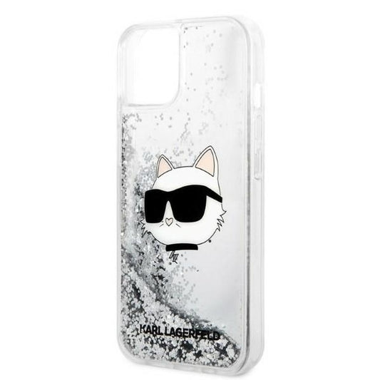 Custodia per Apple iPhone 14 Plus, Karl Lagerfeld, Glitter Choupette's Head, Argento