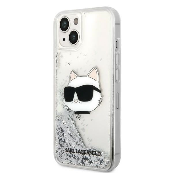 Custodia per Apple iPhone 14 Plus, Karl Lagerfeld, Glitter Choupette's Head, Argento