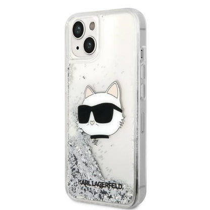 Custodia per Apple iPhone 14 Plus, Karl Lagerfeld, Glitter Choupette's Head, Argento