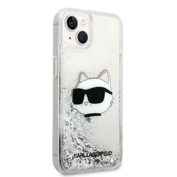 Custodia per Apple iPhone 14 Plus, Karl Lagerfeld, Glitter Choupette's Head, Argento