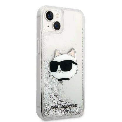 Custodia per Apple iPhone 14 Plus, Karl Lagerfeld, Glitter Choupette's Head, Argento