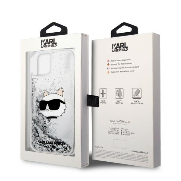 Custodia per Apple iPhone 14 Plus, Karl Lagerfeld, Glitter Choupette's Head, Argento