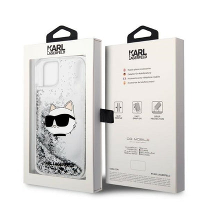 Custodia per Apple iPhone 14 Plus, Karl Lagerfeld, Glitter Choupette's Head, Argento