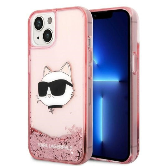 Custodia per Apple iPhone 14 Plus, Karl Lagerfeld, Glitter Choupette's Head, Rosa
