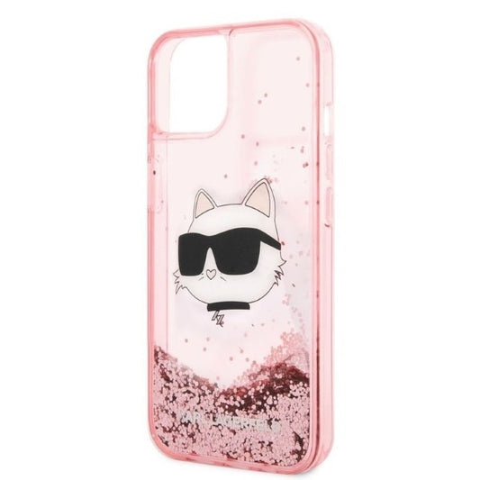 Custodia per Apple iPhone 14 Plus, Karl Lagerfeld, Glitter Choupette's Head, Rosa