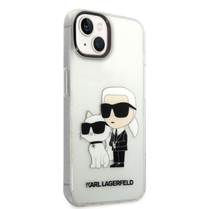 Custodia per Apple iPhone 14 Plus, Karl Lagerfeld, Glitter Karl & Choupette, Trasparente