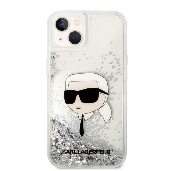 Custodia per Apple iPhone 14 Plus, Karl Lagerfeld, Glitter Karl's Head, Argento