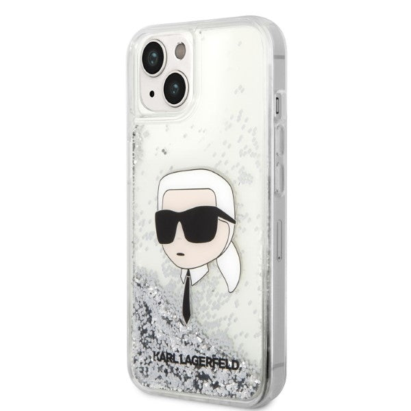 Custodia per Apple iPhone 14 Plus, Karl Lagerfeld, Glitter Karl's Head, Argento