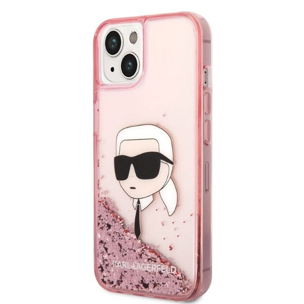 Custodia per Apple iPhone 14 Plus, Karl Lagerfeld, Glitter Karl's Head, Rosa