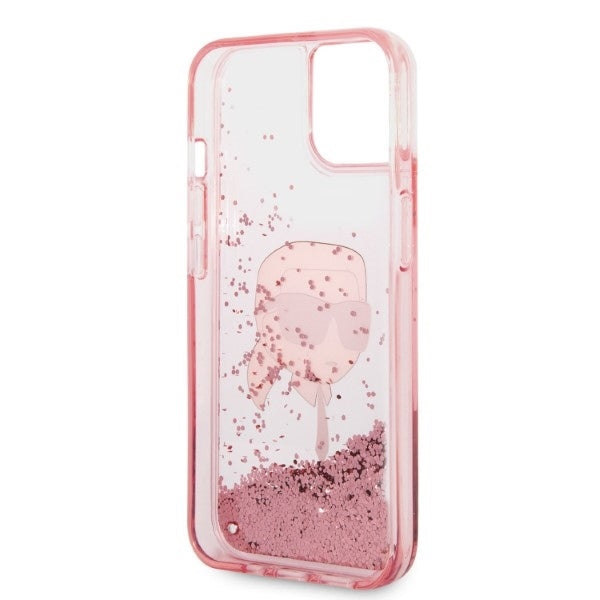 Custodia per Apple iPhone 14 Plus, Karl Lagerfeld, Glitter Karl's Head, Rosa