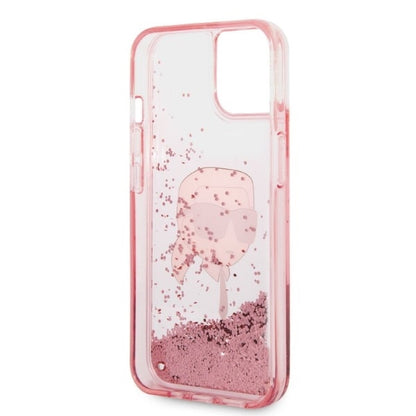 Custodia per Apple iPhone 14 Plus, Karl Lagerfeld, Glitter Karl's Head, Rosa