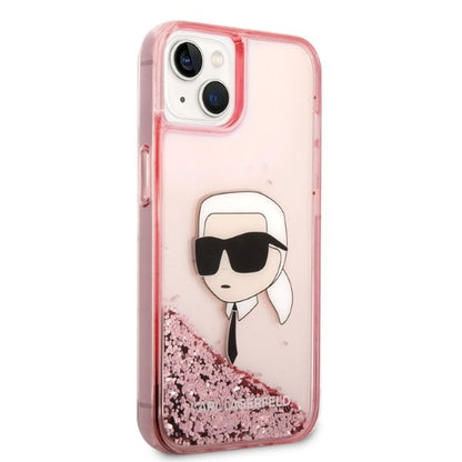 Custodia per Apple iPhone 14 Plus, Karl Lagerfeld, Glitter Karl's Head, Rosa