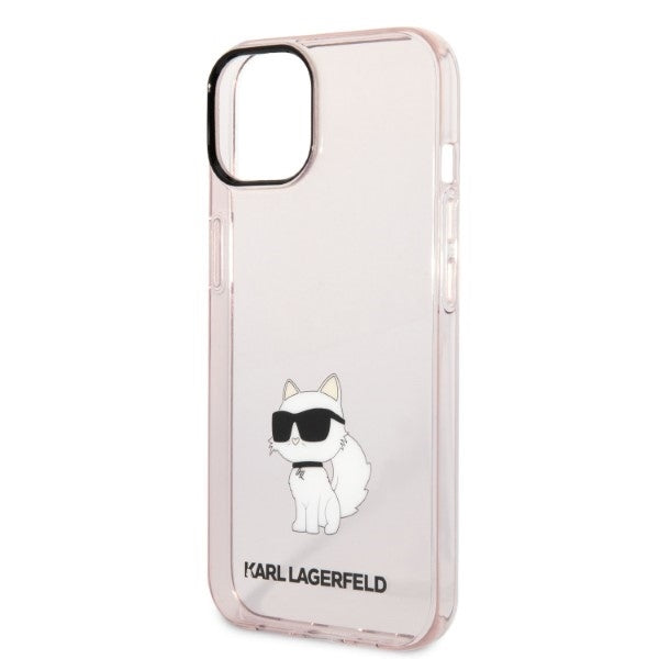 Étui pour Apple iPhone 14 Plus, Karl Lagerfeld, Ikonik Choupette, Rose