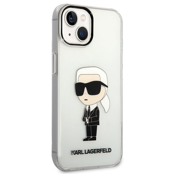 Custodia per Apple iPhone 14 Plus, Karl Lagerfeld, Ikonik Karl, Trasparente