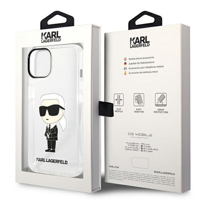 Custodia per Apple iPhone 14 Plus, Karl Lagerfeld, Ikonik Karl, Trasparente