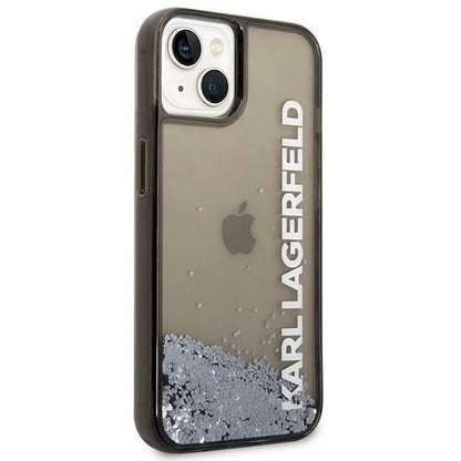 Étui pour Apple iPhone 14 Plus, Karl Lagerfeld, Liquid Glitter KL Logo, Noir