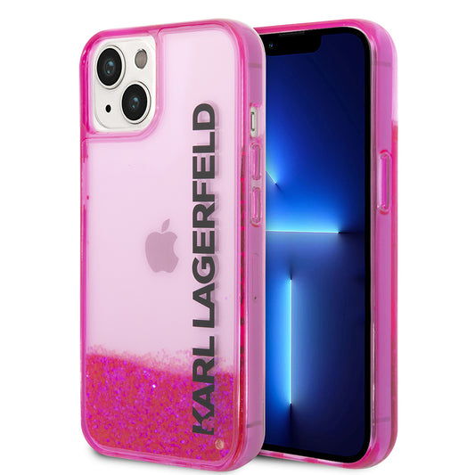 Custodia per Apple iPhone 14 Plus, Karl Lagerfeld, Liquid Glitter KL Logo, Rosa