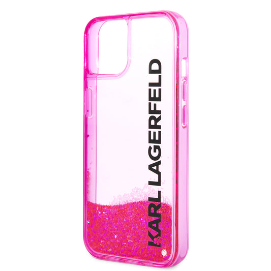 Custodia per Apple iPhone 14 Plus, Karl Lagerfeld, Liquid Glitter KL Logo, Rosa