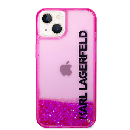 Case for Apple iPhone 14 Plus, Karl Lagerfeld, Liquid Glitter KL Logo, Pink