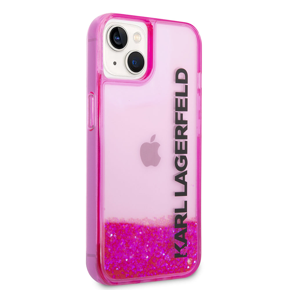 Case for Apple iPhone 14 Plus, Karl Lagerfeld, Liquid Glitter KL Logo, Pink