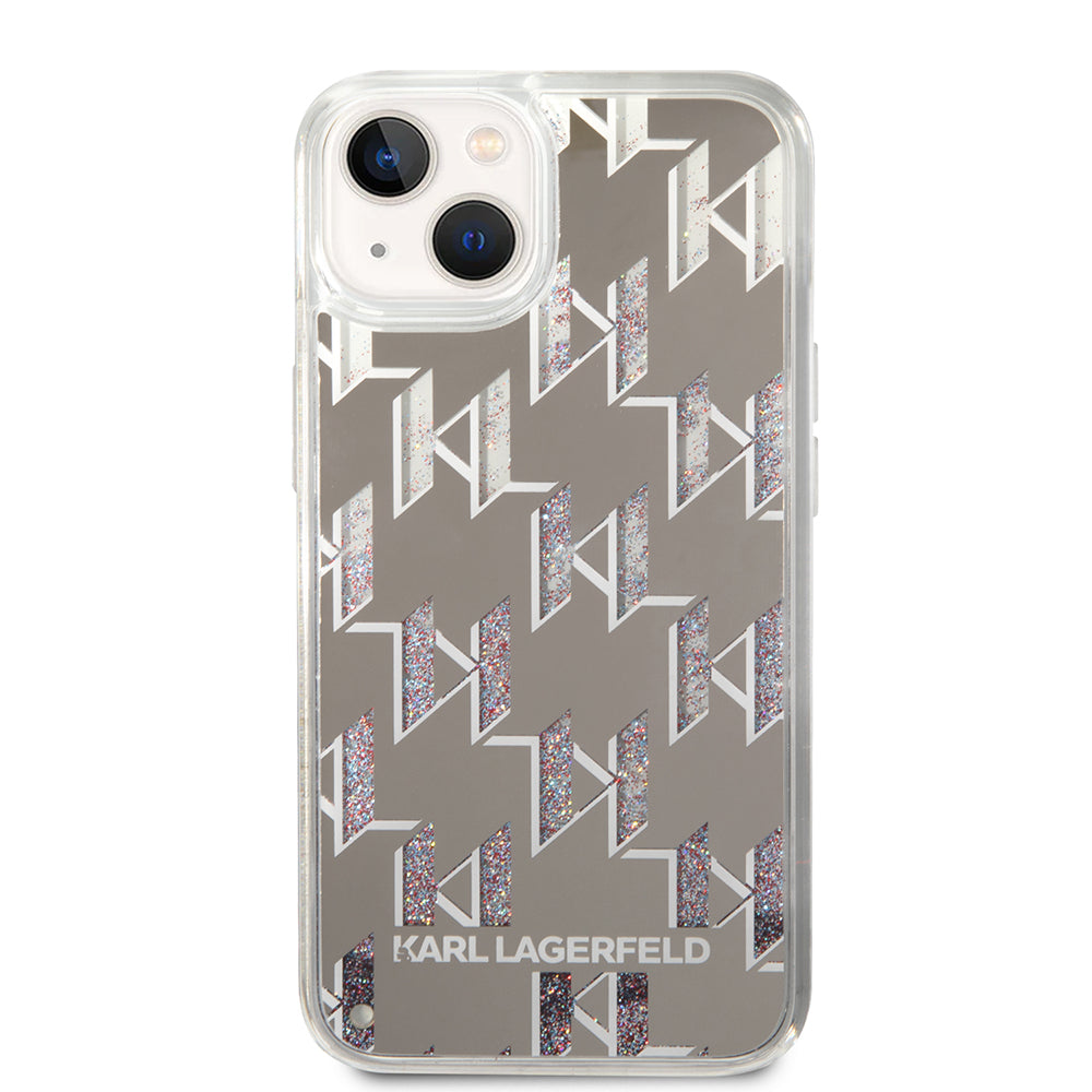 Custodia per Apple iPhone 14 Plus, Karl Lagerfeld, Liquid Glitter Monogram, Argento
