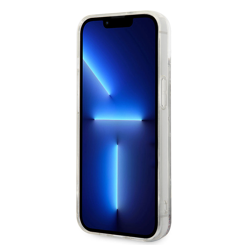 Custodia per Apple iPhone 14 Plus, Karl Lagerfeld, Liquid Glitter Monogram, Argento