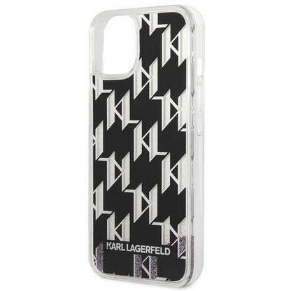 Custodia per Apple iPhone 14 Plus, Karl Lagerfeld, Liquid Glitter Monogram, Nera