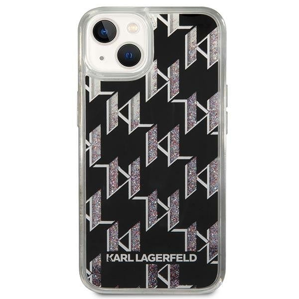 Custodia per Apple iPhone 14 Plus, Karl Lagerfeld, Liquid Glitter Monogram, Nera