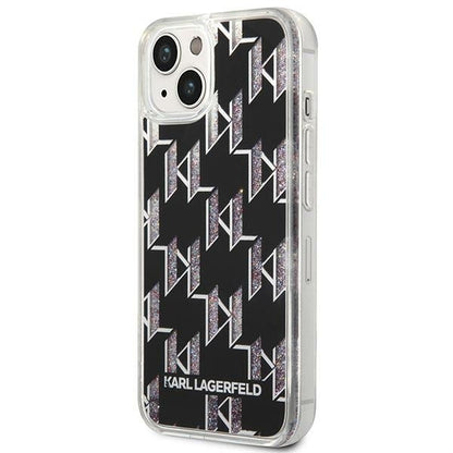 Custodia per Apple iPhone 14 Plus, Karl Lagerfeld, Liquid Glitter Monogram, Nera