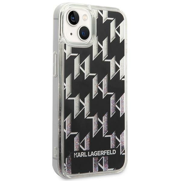 Custodia per Apple iPhone 14 Plus, Karl Lagerfeld, Liquid Glitter Monogram, Nera