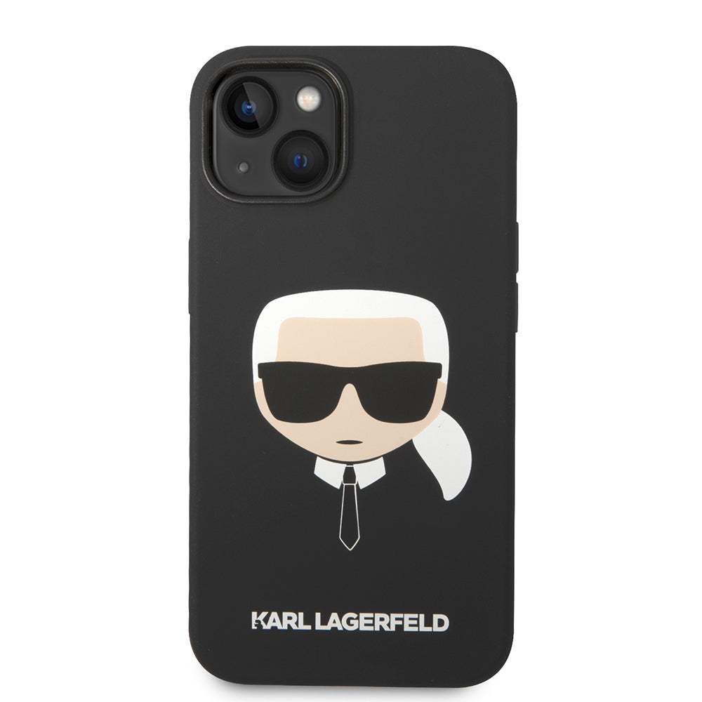 Étui pour Apple iPhone 14 Plus, Karl Lagerfeld, Silicone Tête de Karl, Noir