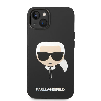 Étui pour Apple iPhone 14 Plus, Karl Lagerfeld, Silicone Tête de Karl, Noir