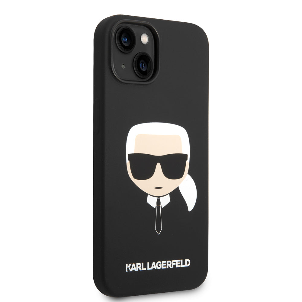 Étui pour Apple iPhone 14 Plus, Karl Lagerfeld, Silicone Tête de Karl, Noir