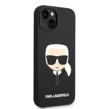 Étui pour Apple iPhone 14 Plus, Karl Lagerfeld, Silicone Tête de Karl, Noir