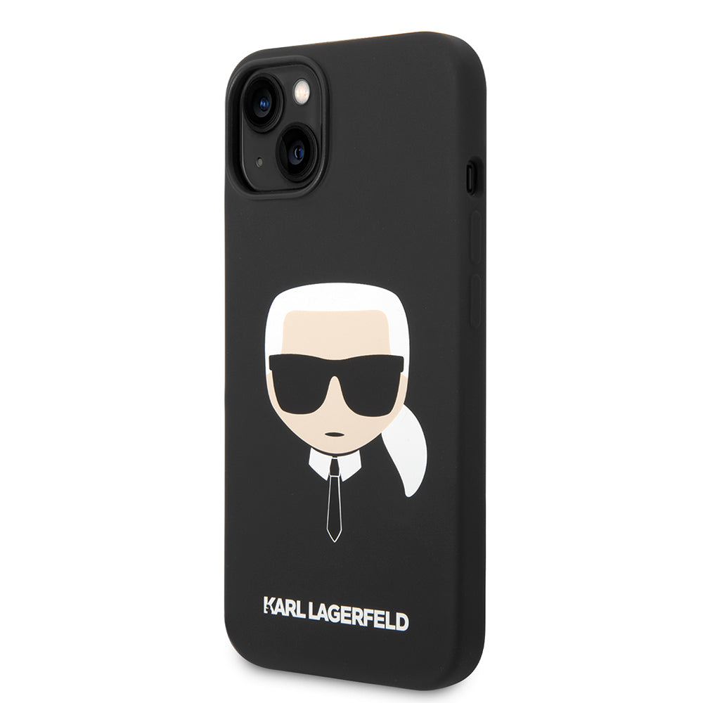 Étui pour Apple iPhone 14 Plus, Karl Lagerfeld, Silicone Tête de Karl, Noir