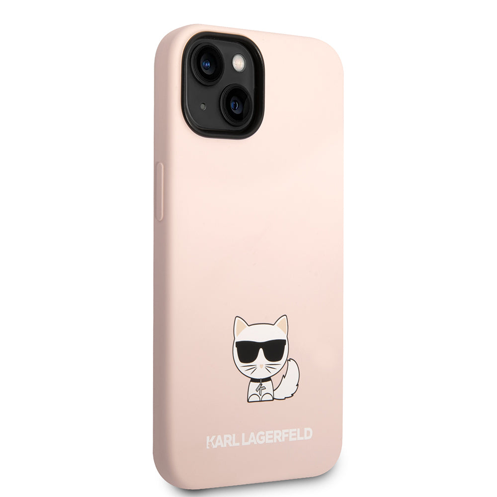 Étui pour Apple iPhone 14 Plus, Karl Lagerfeld, Silicone Body Choupette, Rose