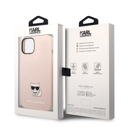 Étui pour Apple iPhone 14 Plus, Karl Lagerfeld, Silicone Body Choupette, Rose