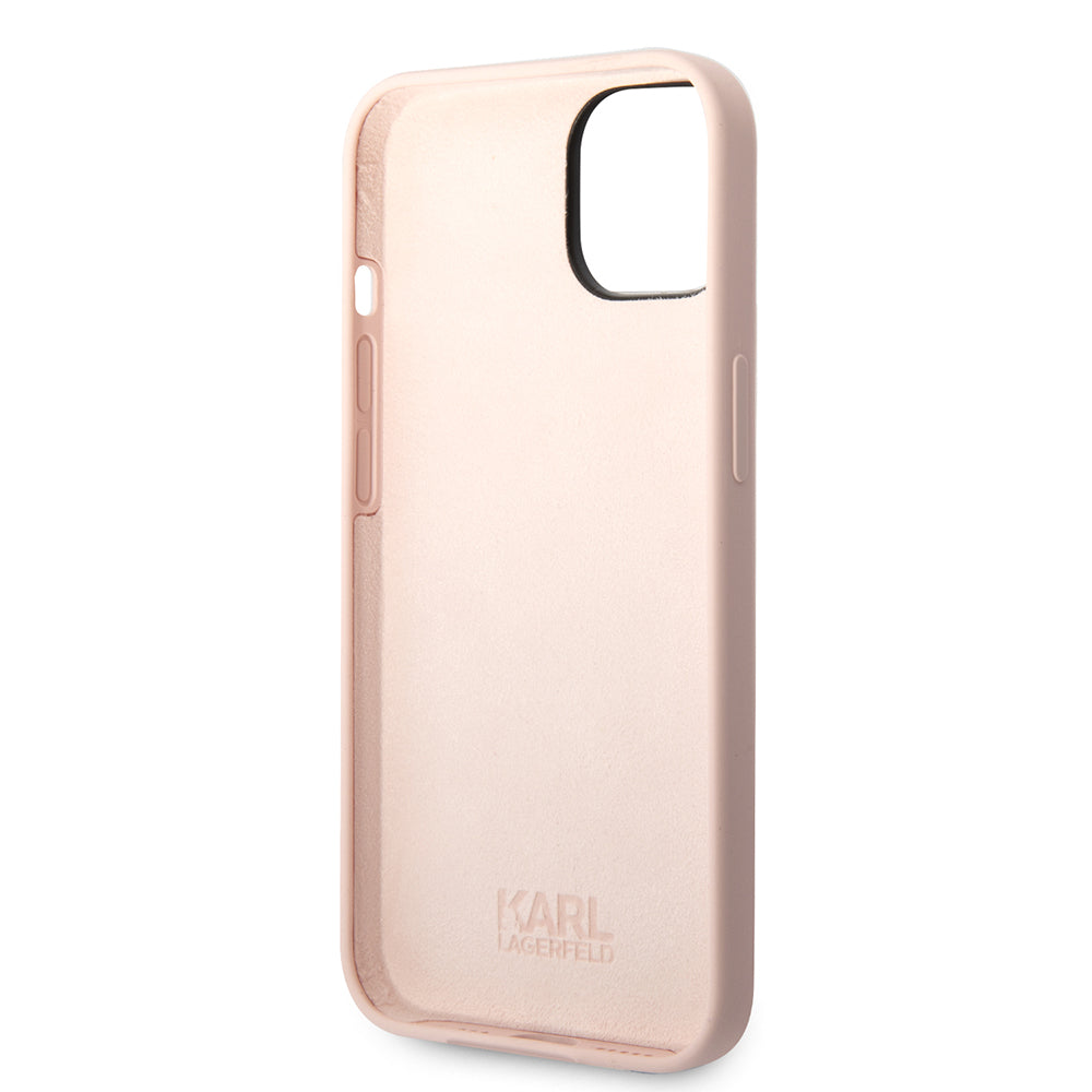 Étui pour Apple iPhone 14 Plus, Karl Lagerfeld, Silicone Tête de Karl, Rose.