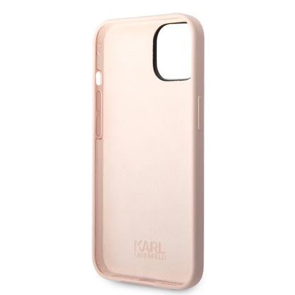 Étui pour Apple iPhone 14 Plus, Karl Lagerfeld, Silicone Tête de Karl, Rose.