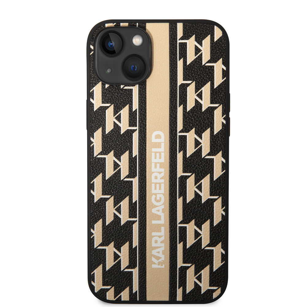 Custodia per Apple iPhone 14 Plus, Karl Lagerfeld, Monogram Stripe, Marrone