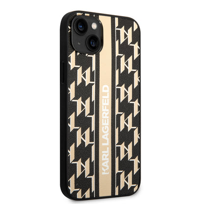 Custodia per Apple iPhone 14 Plus, Karl Lagerfeld, Monogram Stripe, Marrone