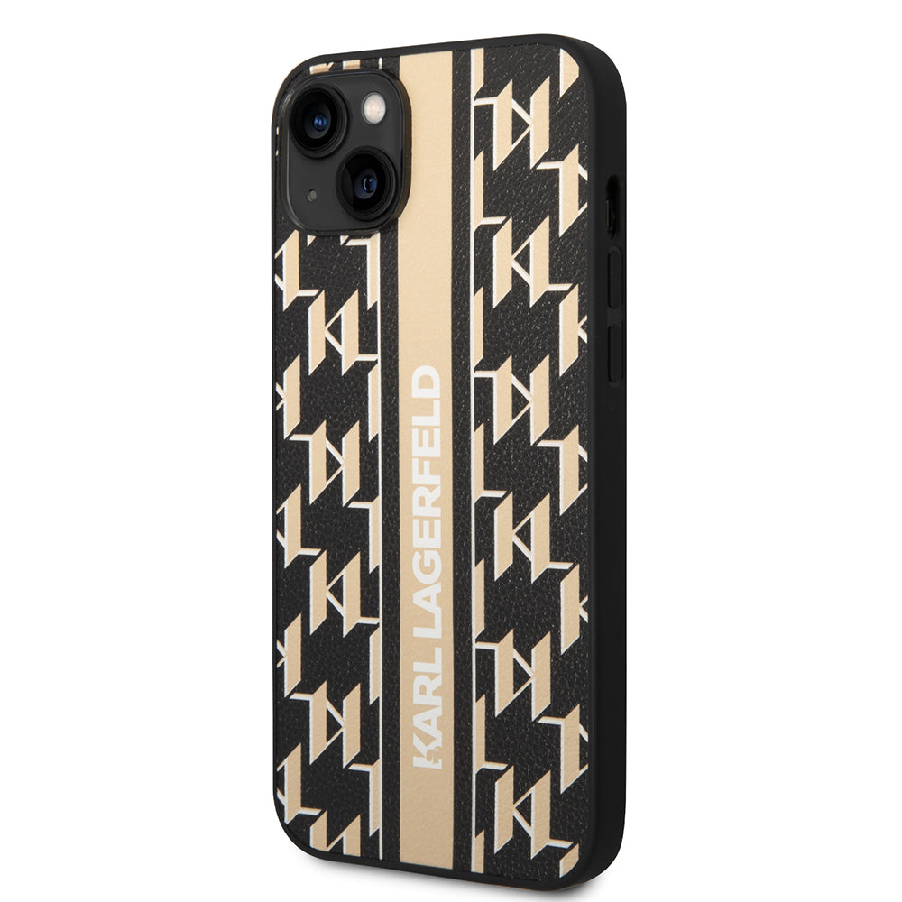 Custodia per Apple iPhone 14 Plus, Karl Lagerfeld, Monogram Stripe, Marrone