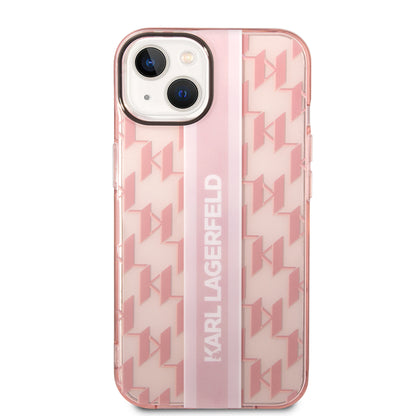 Hülle für Apple iPhone 14 Plus, Karl Lagerfeld, Monogram Stripe, Rosa